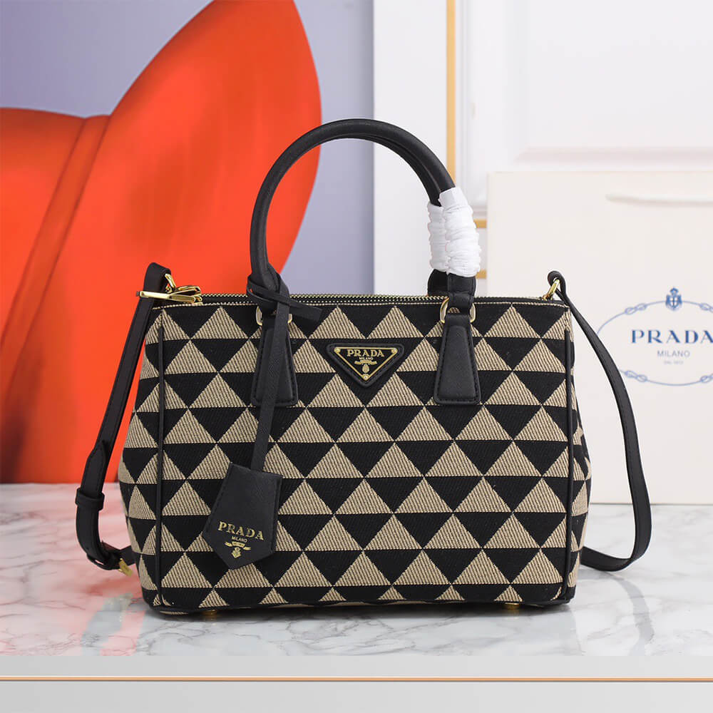 Small Prada Galleria embroidered fabric bag
